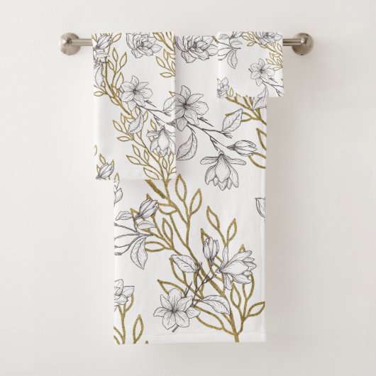 White Magnolia Goldweine Weiß Badhandtuch Set (Insitu)