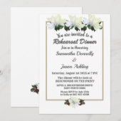 White Magnolia Greenery Hochzeitliches Probe-Dinne Einladung (Vorne/Hinten)