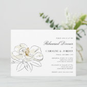 White Magnolia Hochzeit Probe Dinner Einladung (Stehend Vorderseite)