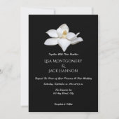 White Magnolia Hochzeit Schwarz-weiße Blumen Einladung (Vorderseite)