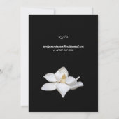 White Magnolia Hochzeit Schwarz-weiße Blumen Einladung (Rückseite)