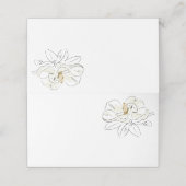 White Magnolia Illustration Minimaler Hochzeitstic Platzkarte (Außenseite Aufgefaltet)