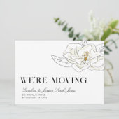 White Magnolia Illustration Modern Minimal Moving Ankündigung (Stehend Vorderseite)