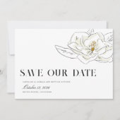White Magnolia Illustration Modernes Minimales Fot Save The Date (Vorderseite)