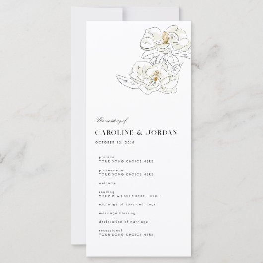 White Magnolia Illustration Modernes Programm Hoch (Vorderseite)