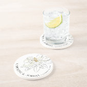 White Magnolia Illustration Wedding Individuelle N Getränkeuntersetzer (Seite)