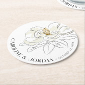White Magnolia Illustration Wedding Individuelle N Runder Pappuntersetzer (Angewinkelt)