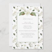 White Magnolia Minimal Traditionelle Blumenhochzei Ankündigung (Rückseite)