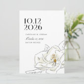 White Magnolia Modernes Minimales Hochzeitssemble  Save The Date (Stehend Vorderseite)