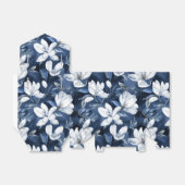 White Magnolia Muster auf Mitternachtschiffon Geschenkschachtel (Ungefaltet)