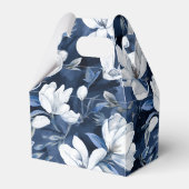White Magnolia Muster auf Mitternachtschiffon Geschenkschachtel (Rückseite)