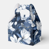 White Magnolia Muster auf Mitternachtschiffon Geschenkschachtel (Vorderseite)
