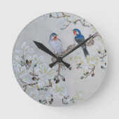 White Magnolia Runde Wanduhr (Vorderseite)