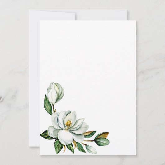 White Magnolia Rustic Floral Wedding Einladung (Rückseite)