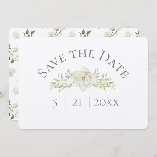White Magnolia Save the Date w Foto (Vorne/Hinten)