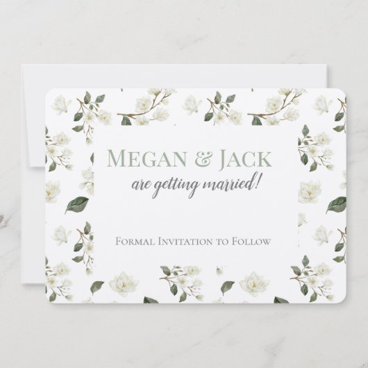 White Magnolia Save the Date Wedding (Rückseite)