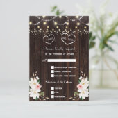 White Magnolia String Lights Old Barn Wedding RSVP Karte (Stehend Vorderseite)