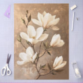 White Magnolias auf Gold Decoupage Tissue Paps Seidenpapier (Basteln)