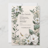 White Magnolias Butterfly Wedding Details Card Einladung (Vorderseite)