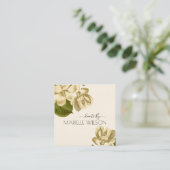 White Magnolias Floral Cream Event Plane Quadratische Visitenkarte (Stehend Vorderseite)