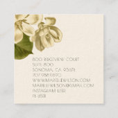 White Magnolias Floral Cream Event Plane Quadratische Visitenkarte (Rückseite)