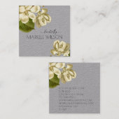 White Magnolias Floral Gray Event Planner Quadratische Visitenkarte (Vorne/Hinten)