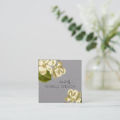 White Magnolias Floral Gray Event Planner Quadratische Visitenkarte (Stehend Vorderseite)