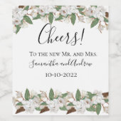 White Magnolias Klassische Hochzeit Weinetikett (Einzelnes Label)