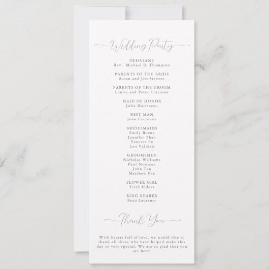 White Magnolias Modernes Hochzeitsprogramm (Rückseite)