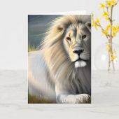 White Majestic Lion Ethereal Art | Denken Sie an S Karte (Gelbe Blume)