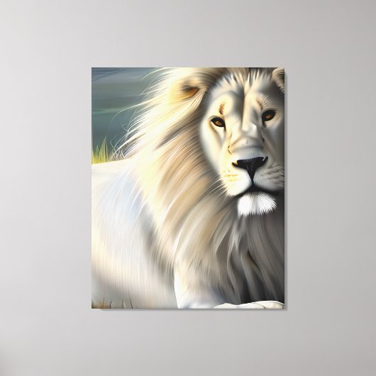White Majestic Lion Ethereal Art SI Leinwanddruck (Vorderseite)