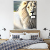 White Majestic Lion Ethereal Art SI Leinwanddruck (Insitu (Schlafzimmer))