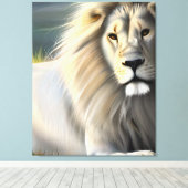 White Majestic Lion Ethereal Art SI Leinwanddruck (Insitu (Holzboden))