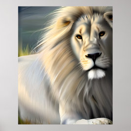 White Majestic Lion Ethereal Art SI Poster
