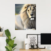 White Majestic Lion Ethereal Art SI Poster (Heimbüro)