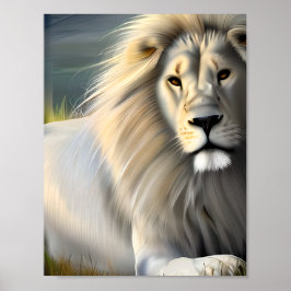 White Majestic Lion Ethereal Art SI Poster