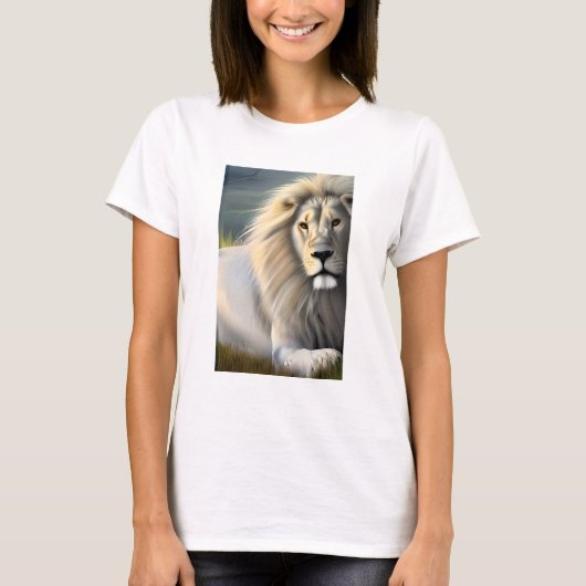 White Majestic Lion Ethereal Art T-Shirt (Vorderseite)
