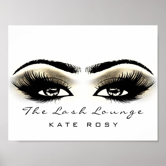 White Makeup Beauty Studio Lashes Salon Gold Poster (Vorne)