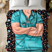 White Male Nurse Life Sherpa Blanket Sherpadecke