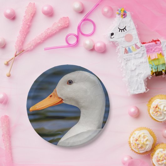 White Mallard Duck Pappteller (Party)