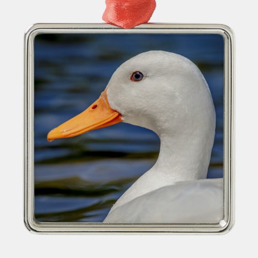 White Mallard Duck Silbernes Ornament (Vorne)