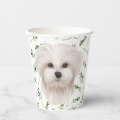 White Maltese Baby Dusche Wasserfarbe Thema Pappbecher (Vorderseite)