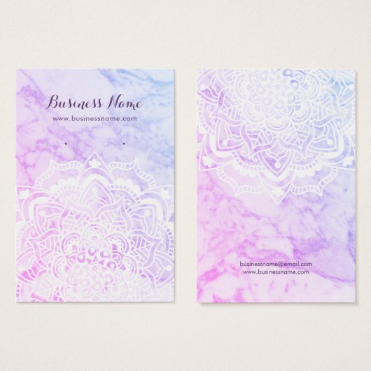 White Mandala auf Lila Hintergrundekarten (Vorne & Hinten)
