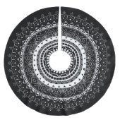 White Mandala Black Polyester Weihnachtsbaumdecke (Vorderseite)
