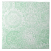 White Mandala Collection Green Design Fliese (Vorderseite)