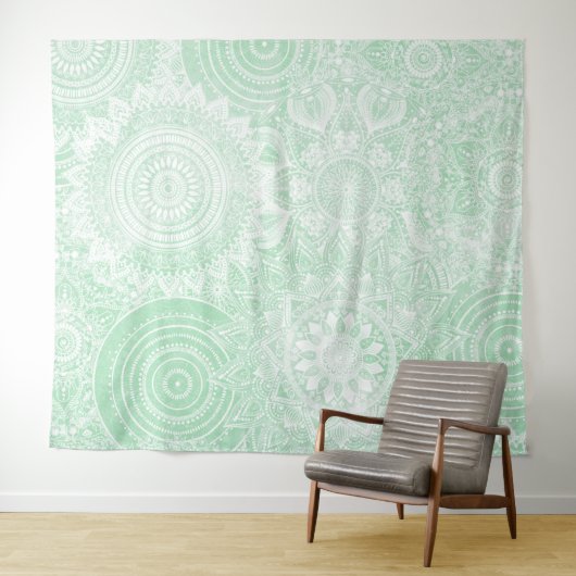 White Mandala Collection Green Design Wandteppich (Beispiel (Horizontal))