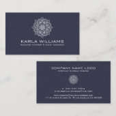 White Mandala & Dots Muster Visitenkarte (Vorne/Hinten)