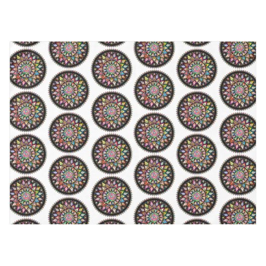 White Mandala Rainbow Indian Pattern Tableclout Tischdecke (Vorderseite (Horizontal))