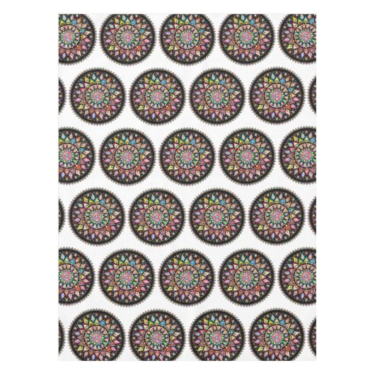 White Mandala Rainbow Indian Pattern Tableclout Tischdecke (Vorderseite)