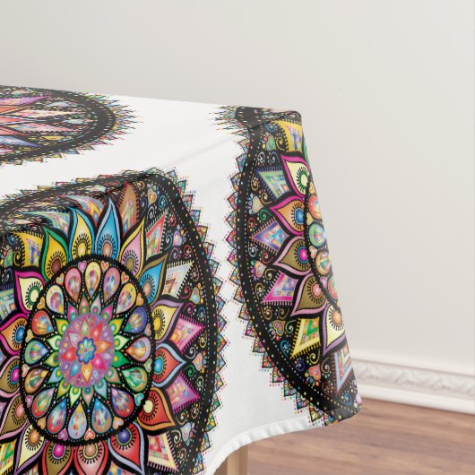 White Mandala Rainbow Indian Pattern Tableclout Tischdecke (Beispiel)